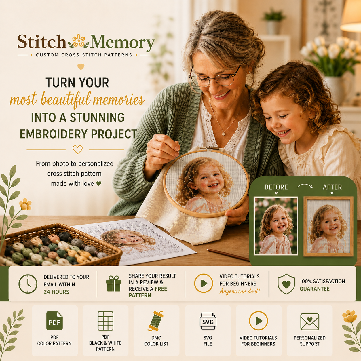 Custom Cross Stitch Pattern from Your Photo PDF